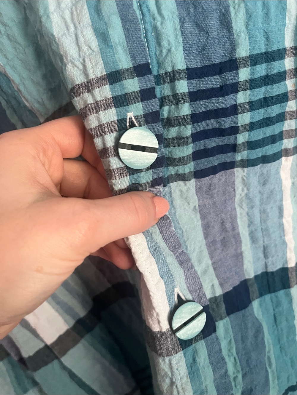 Habitat 3/4 Sleeve Mixed Print Stir it up Plaid Top, Size Medium - Picture 4 of 8